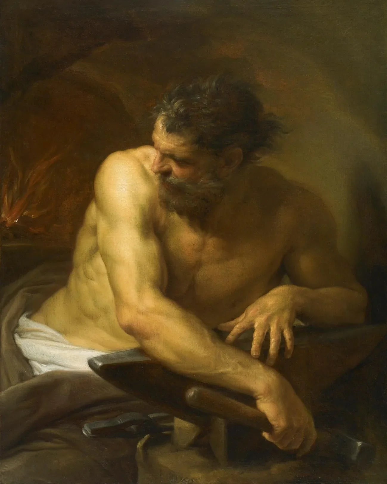 Vulcain dans sa forge - Pompeo Batoni image 1 reproduction artisanale de tableau
