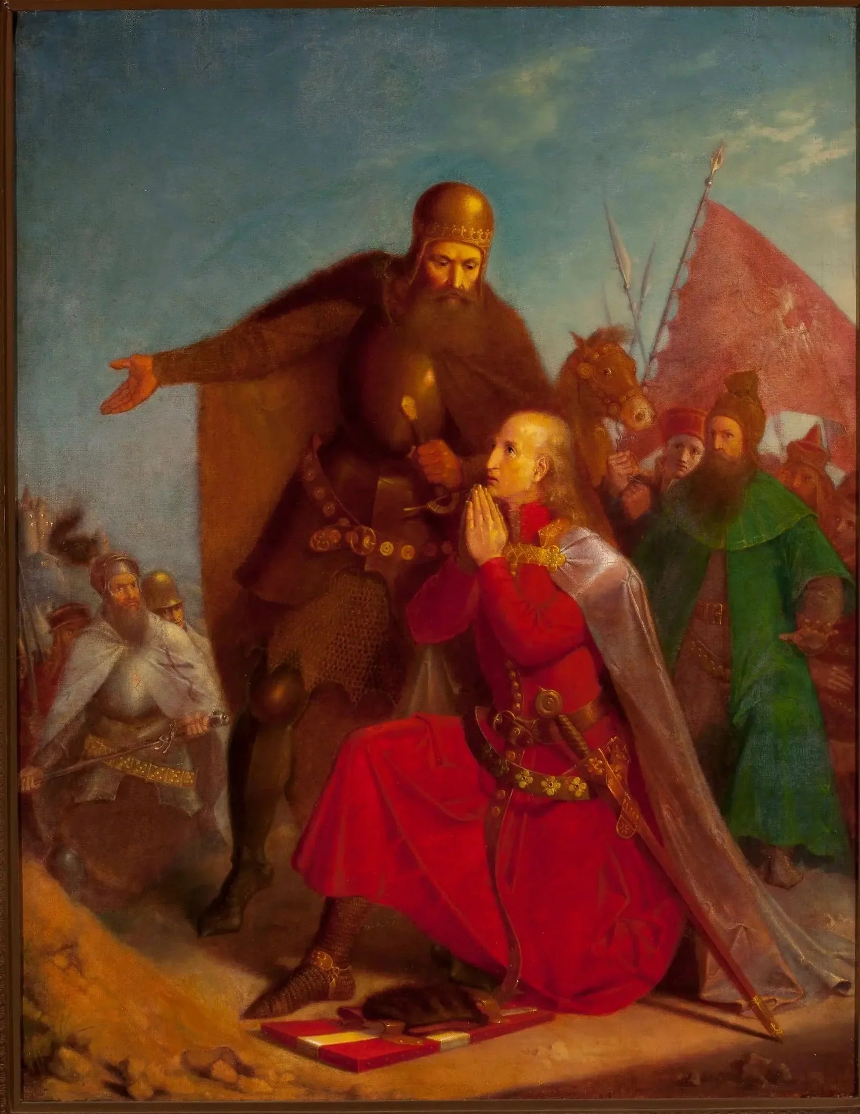 Władysław Jagiełło et Vytautas priant avant la bataille de Grunwald - Jan Matejko image 1 reproduction d’œuvre d’art à l’huile