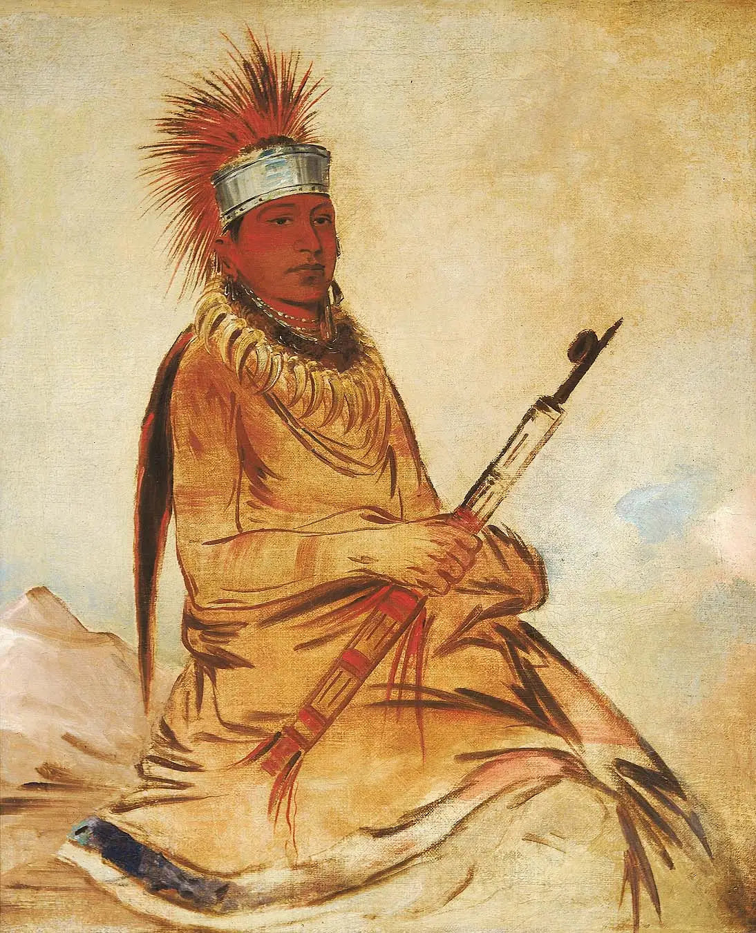 W'y-ee-yogh, homme de bon sens, un brave - George Catlin image 1 reproduction de peinture à l’huile