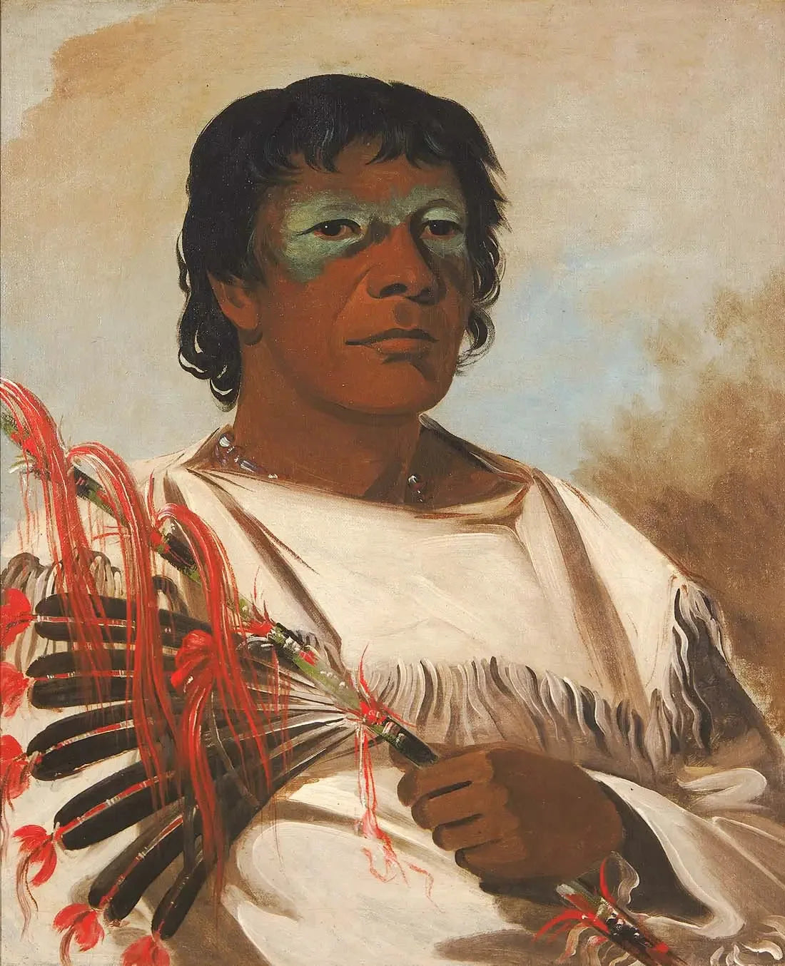 Wah-pe-kée-suck, Nuage Blanc (appelé le Prophète), conseiller de Black Hawk - George Catlin image 1 reproduction artisanale de tableau