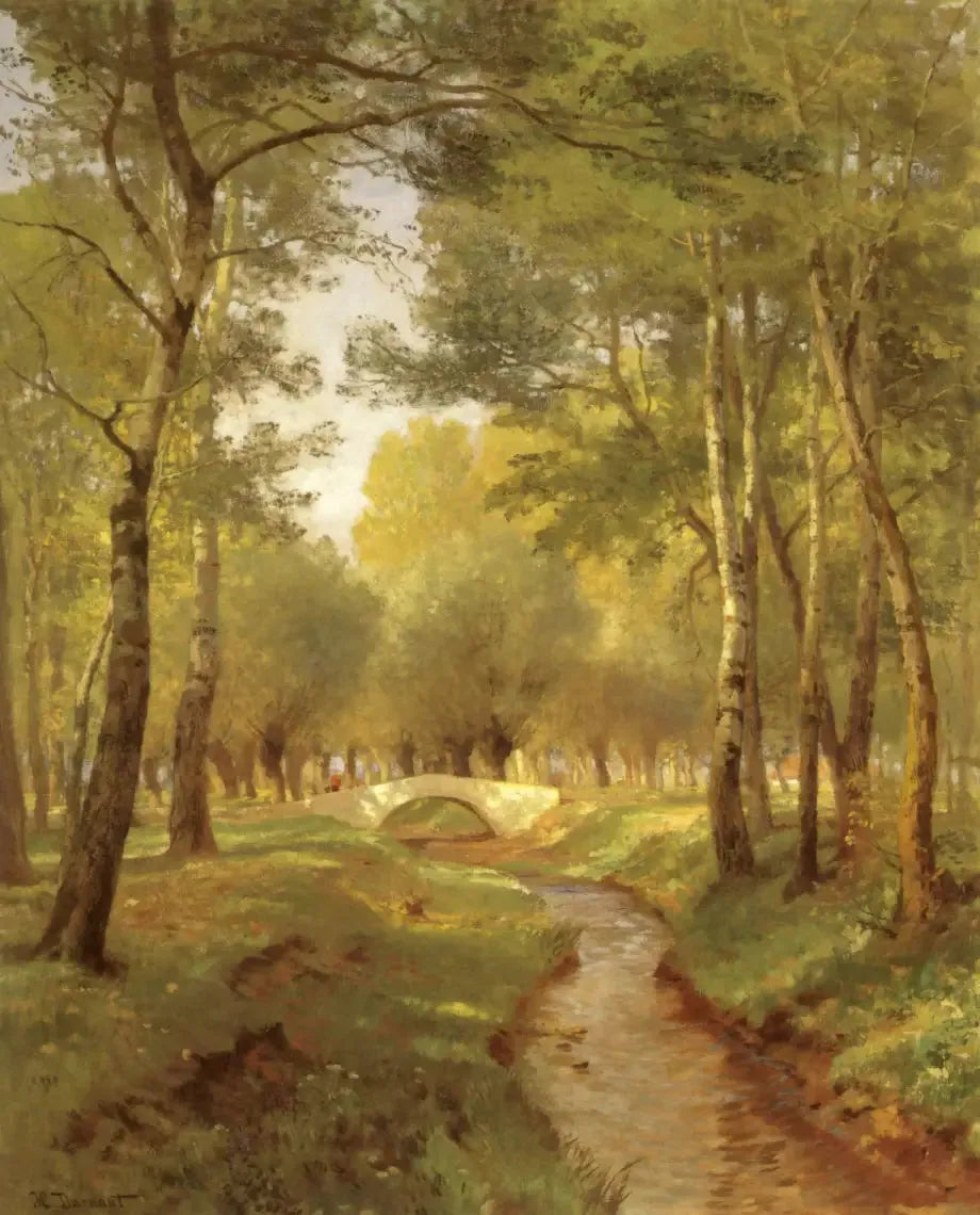 Waldbach mit Brücke - Hugo Darnaut image 1 reproduction artisanale de tableau