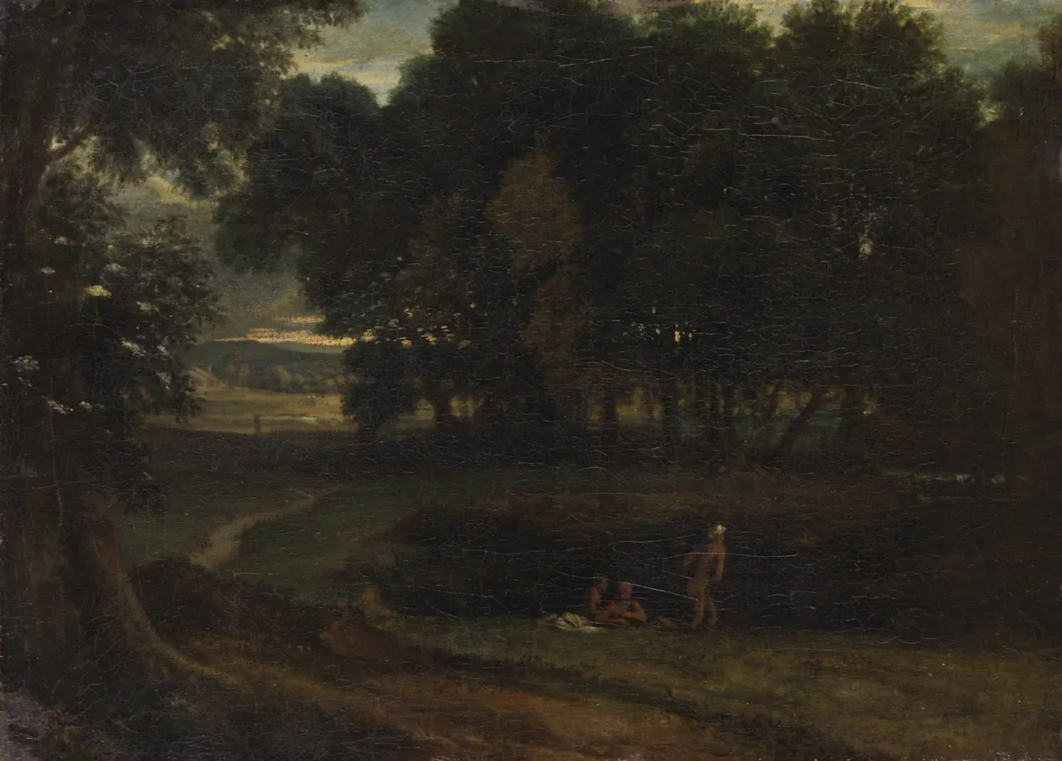 Waldlandschaft mit Badenden - Jean-François Millet image 1 reproduction de peinture à l’huile