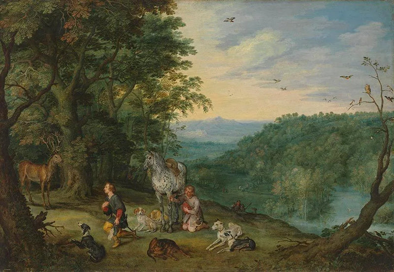 Waldlandschaft mit hl. Hubertus - Jan Brueghel le Jeune