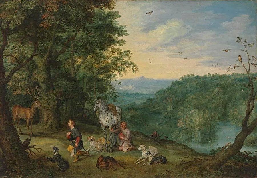 Waldlandschaft mit hl. Hubertus - Jan Brueghel le Jeune