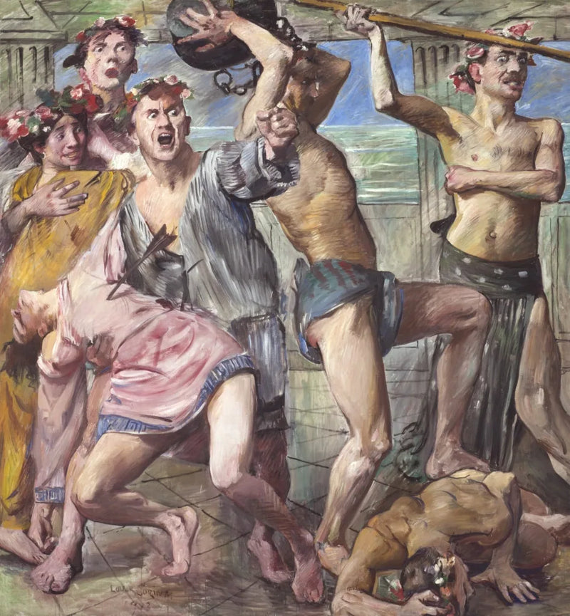 Wandschmuck der Villa Katzenellenbogen: Die Freier im Kampf gegen Odysseus - Lovis Corinth