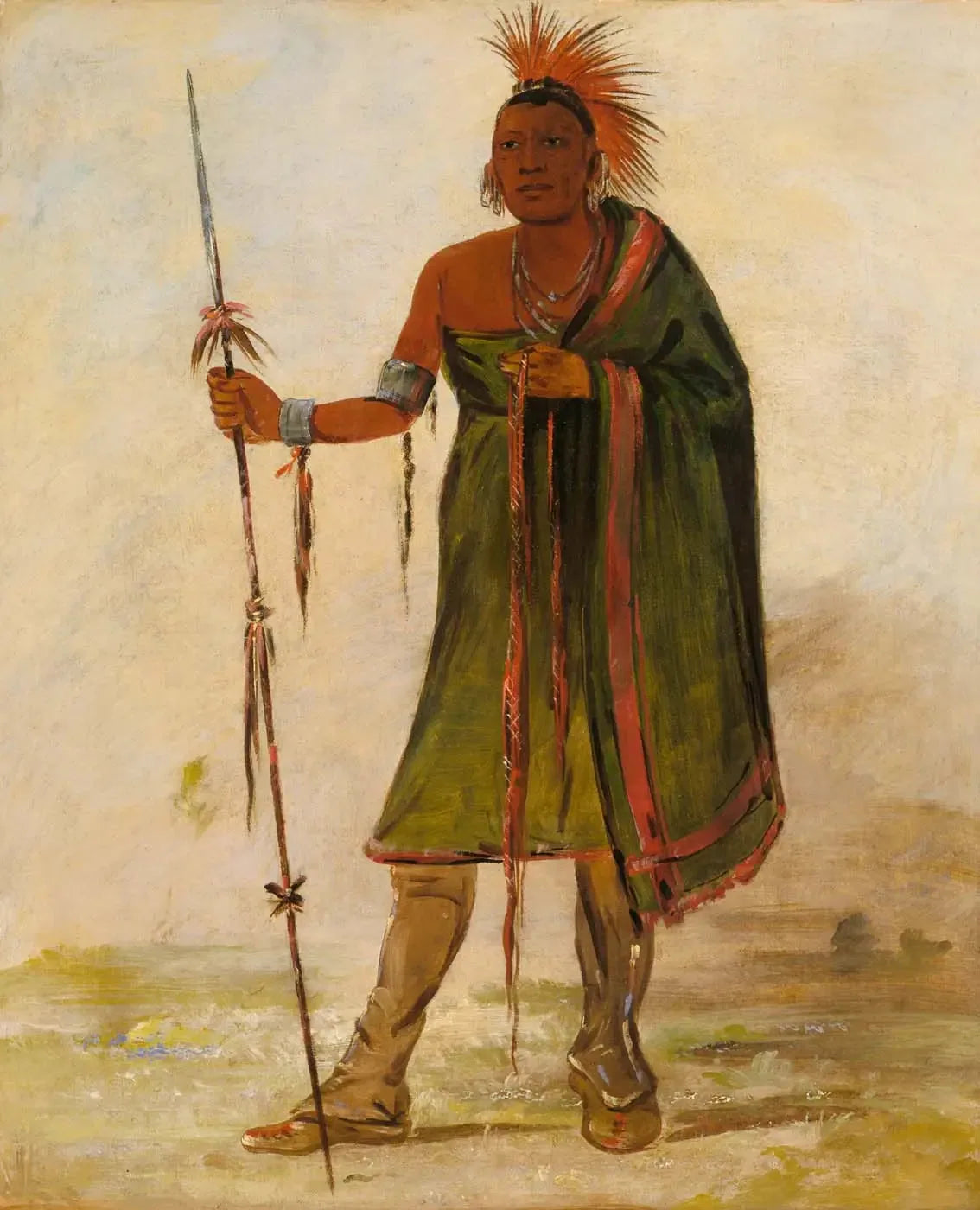 Wash-ím-pe-shee, fou, un guerrier distingué - George Catlin image 1 copie peinte à la main à l’huile