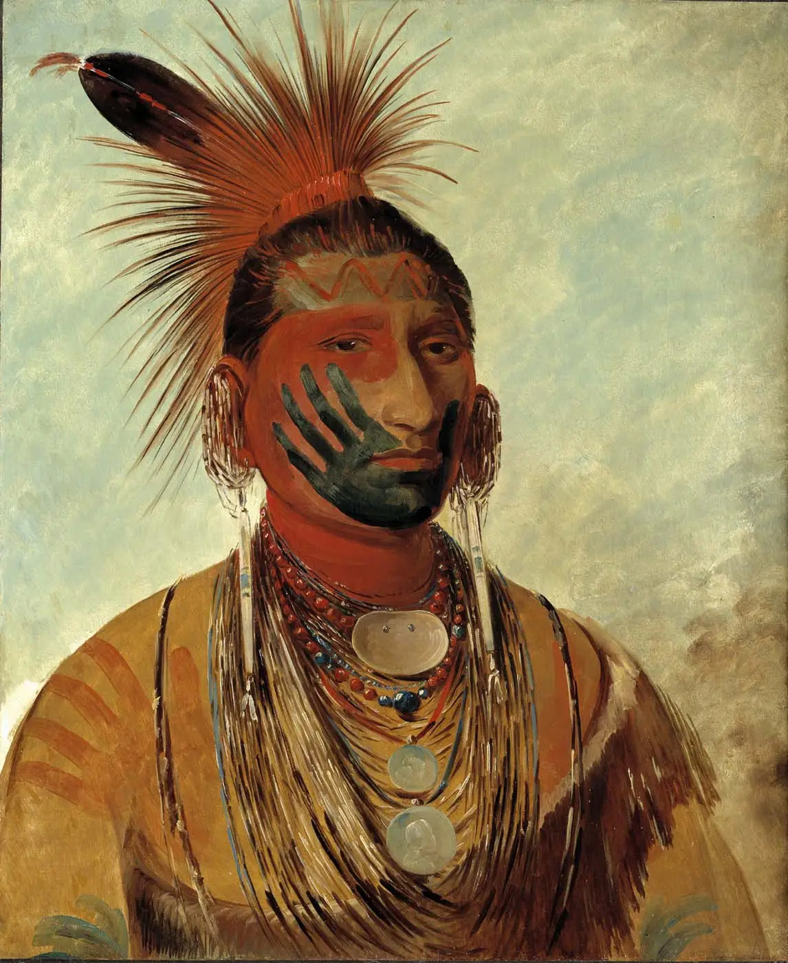 Wash-ka-mon-ya, Fast Dancer, un guerrier - George Catlin image 1 tableau peint à l’huile sur toile