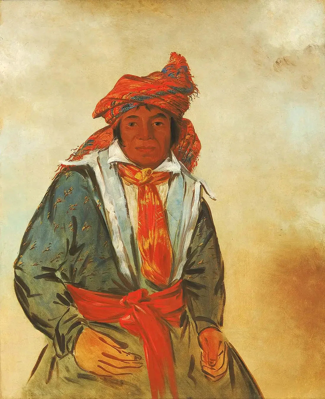 Wat-ál-le-go, un Brave - George Catlin image 1 copie de tableau peinte à la main