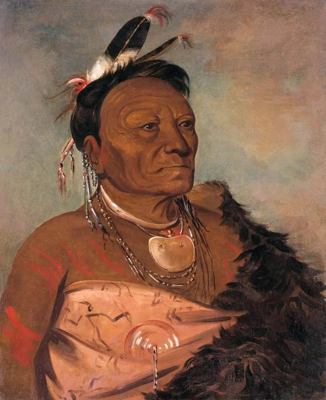 Wee-tá-ra-shá-ro, chef de la tribu - George Catlin image 1 tableau peint à l’huile sur toile