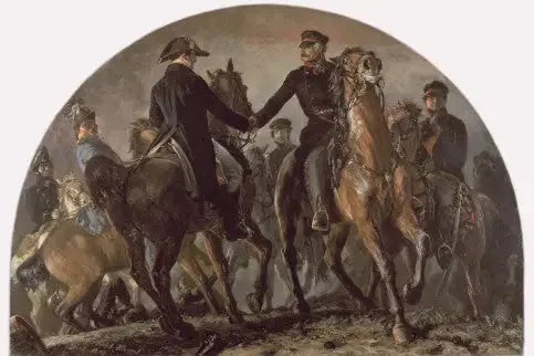 Wellington et Blücher à la bataille de Waterloo - Adolph von Menzel image 1 reproduction de peinture à l’huile