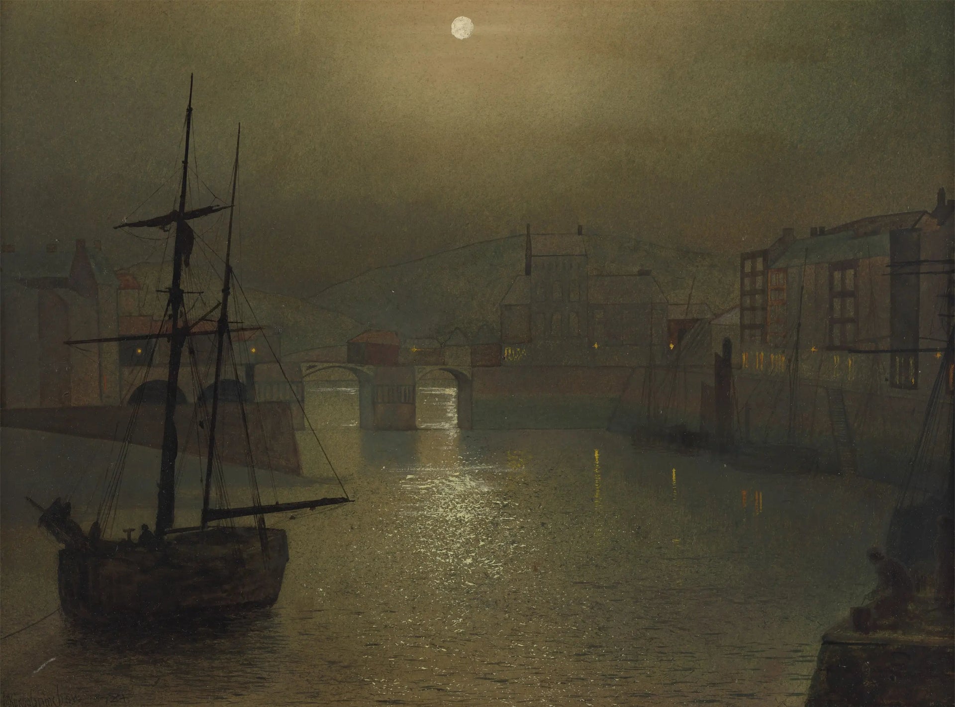 Whitby - John Atkinson Grimshaw image 1 tableau peint à l’huile sur toile