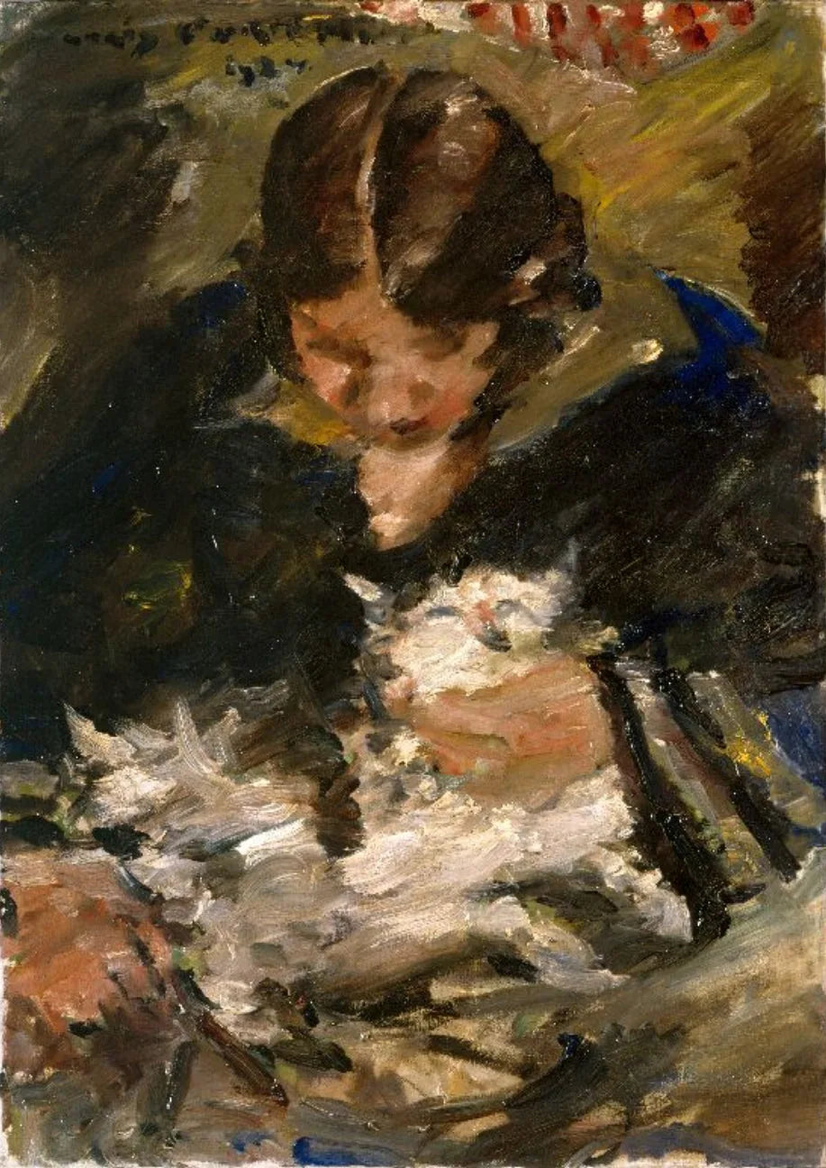 Wilhelmine mit Katze - Lovis Corinth image 1 reproduction artisanale de tableau