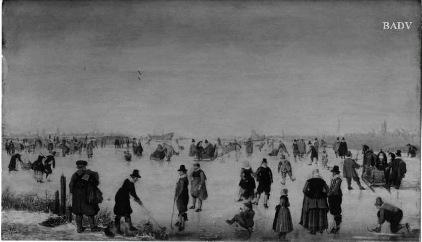 Winterlandschaft mit Eisläufern und Schlitten - Hendrick Avercamp image 1 reproduction réalisée par Alpha Reproduction