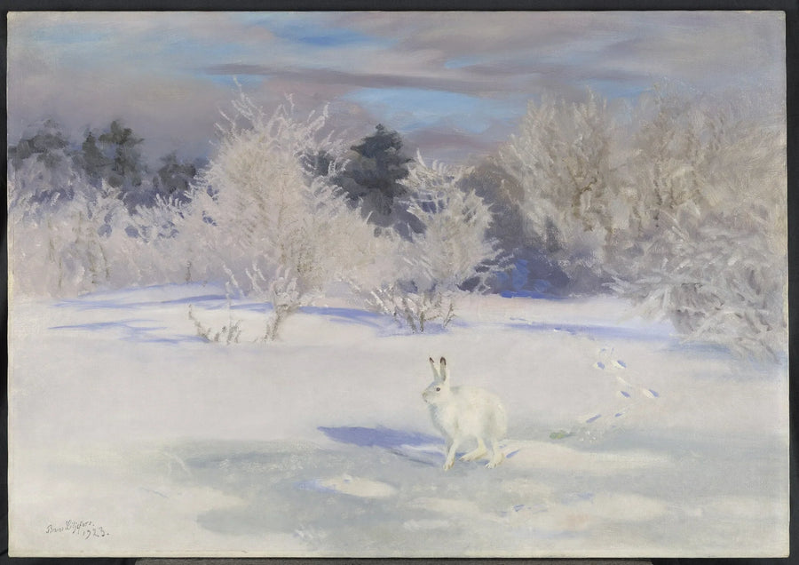 Winterlandschap met sneeuwhaas - Bruno Liljefors