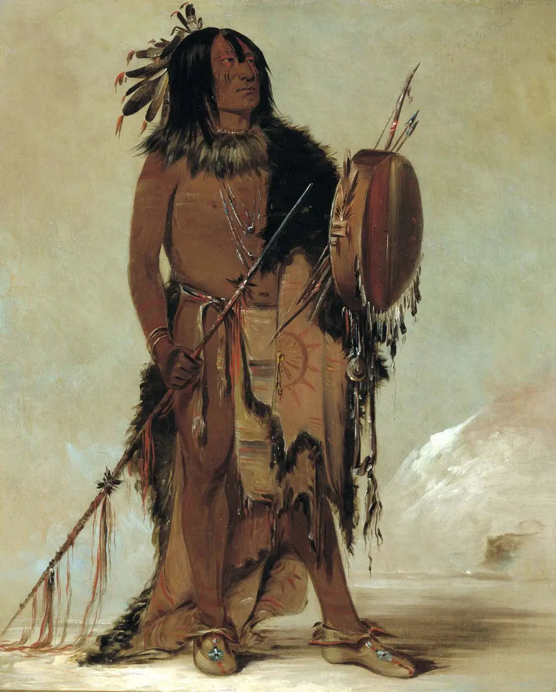 Wún-nes-tou, Buffle blanc, un vieux guérisseur - George Catlin image 1 tableau peint à l’huile sur toile