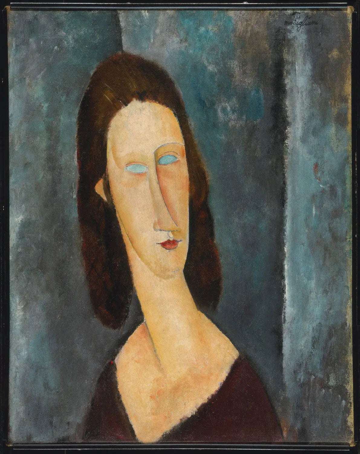 Yeux bleux (Portrait de Madame Jeanne Hébuterne) - Amedeo Modigliani image 1 copie peinte à la main à l’huile