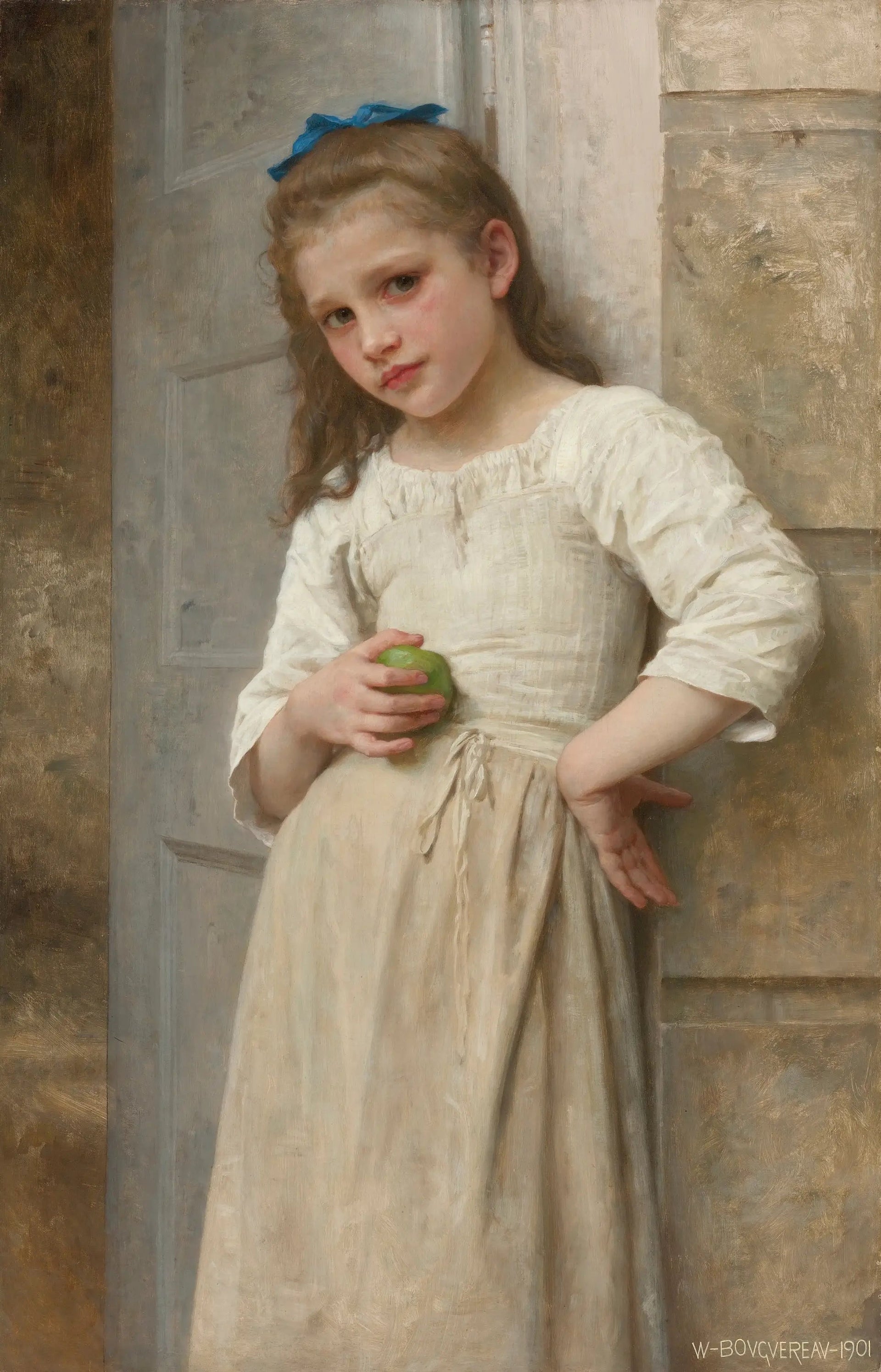 Yvonne sur le pas de la porte - Bouguereau image 1 copie peinte à la main à l’huile