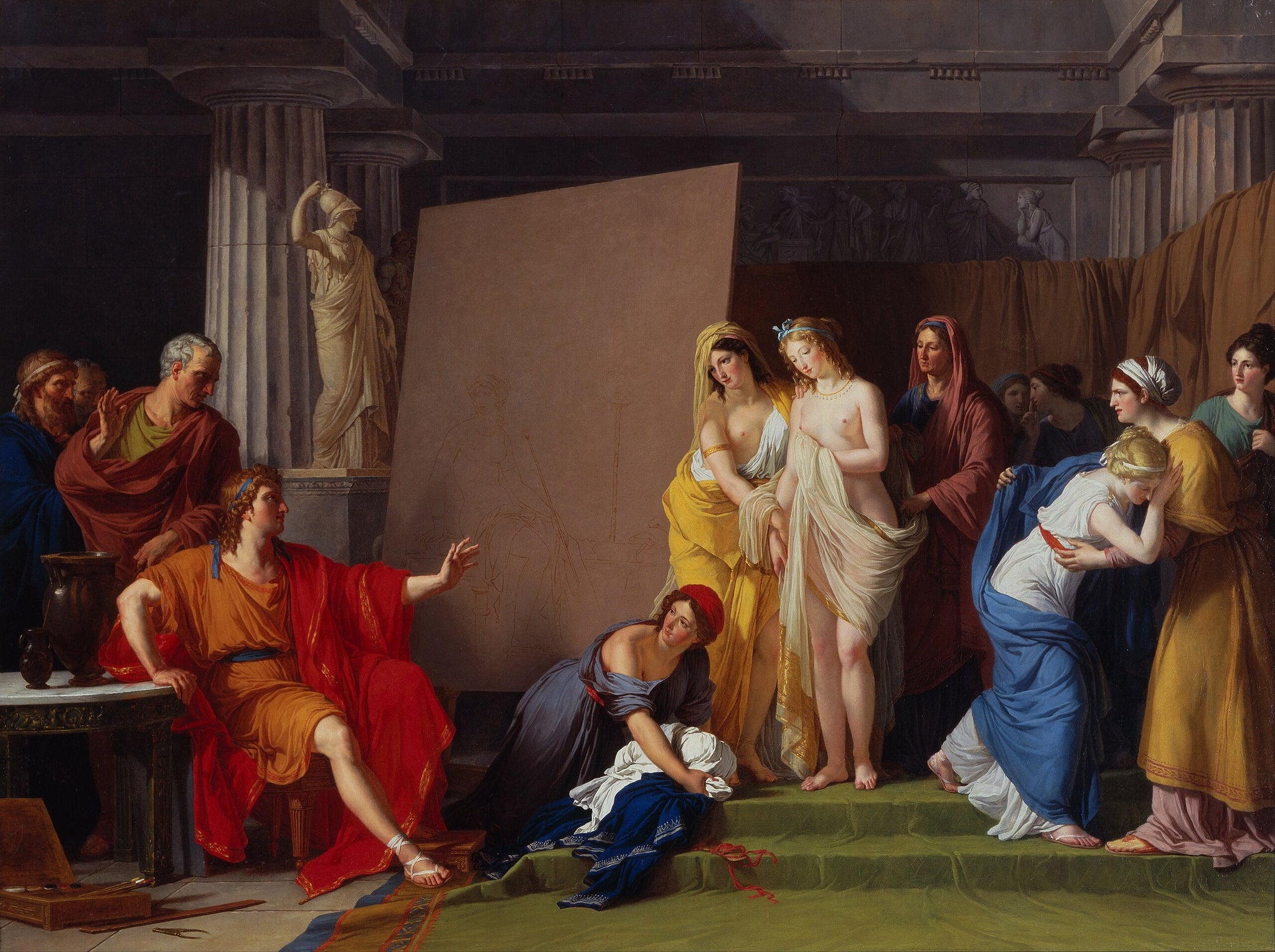 Zeuxis choisit ses modèles pour l'image d'Hélène parmi les jeunes filles de Crotone - François-André Vincent image 1 copie peinte à la main à l’huile
