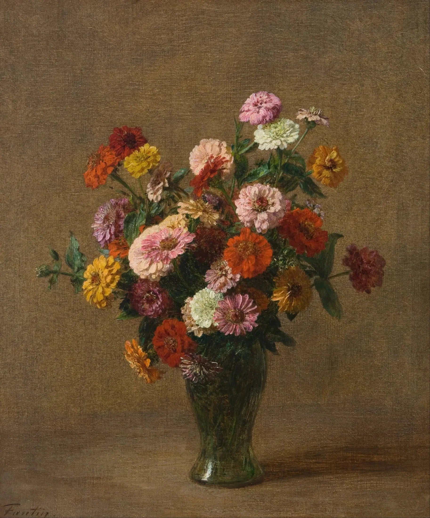 Zinnias - Henri Fantin-Latour image 1 copie peinte à la main à l’huile