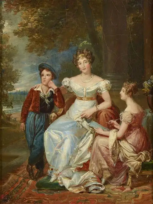 Zoé Talon, comtesse du Cayla et ses deux enfants - François Gérard image 2 copie de tableau peinte à la main
