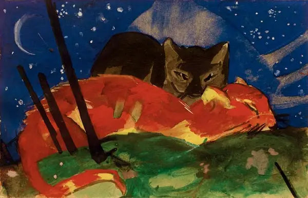 Zwei Katzen - Franz Marc image 1 reproduction de peinture à l’huile
