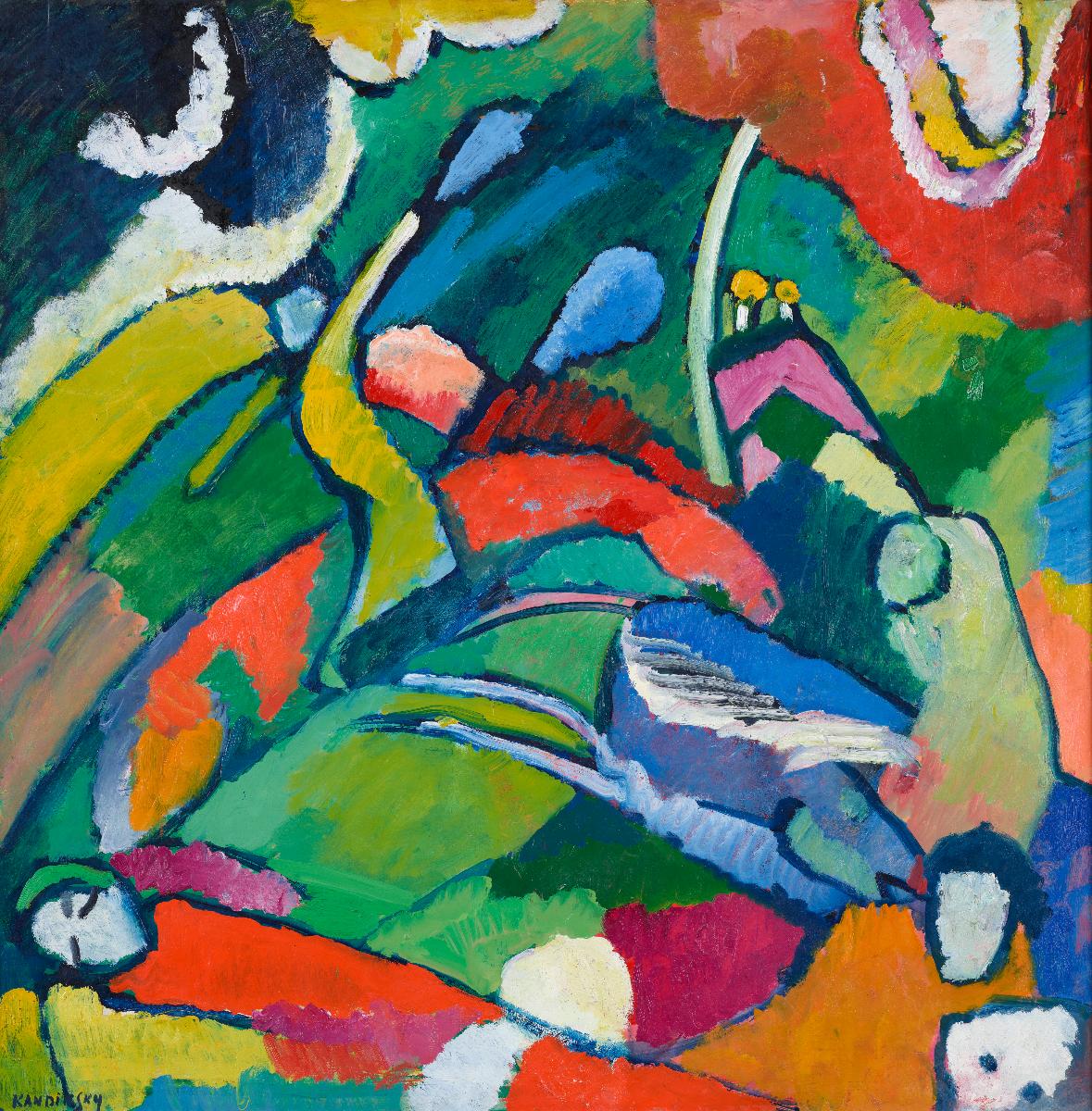 Zwei Reiter und eine liegende Person - Vassily Kandinsky image 1 copie peinte à la main à l’huile